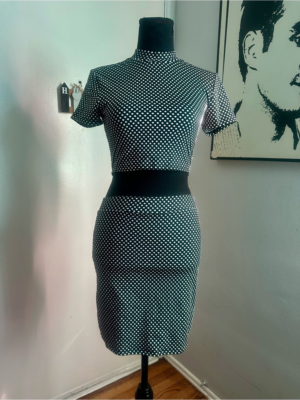 Forever 21 Black + white polka dot cutout mini dress.